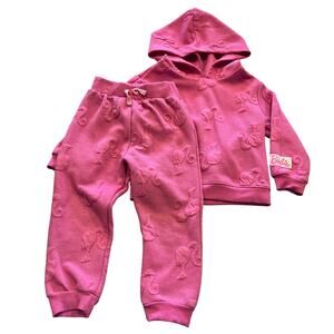 Barbie Girls Two Piece Set Pink Fleece Size 2T